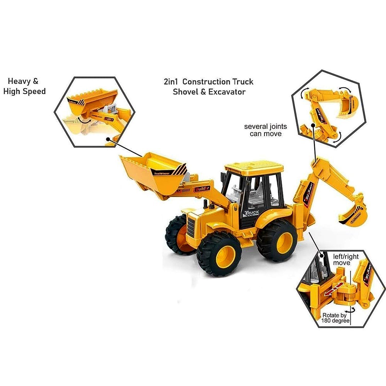LALA Friction Powered JCB Style Backhoe Loader Construction Toy Truck for Kids (1 Pc) LALA Friction Powered JCB Style Backhoe Loader Construction Toy Truck for Kids (1 Pc)